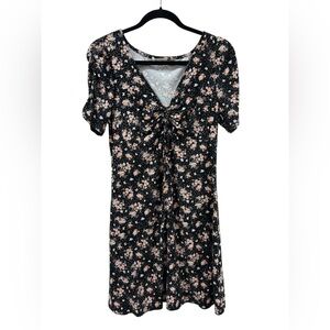 Ultra Flirt Black Floral Dress with Orange and White Details